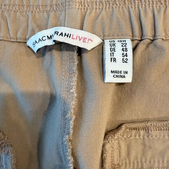 Isaac Mizrahi Live 24/7 Stretch Crop Pants Back Slit Hem Tan SZ 18W A351754 - Picture 6 of 11
